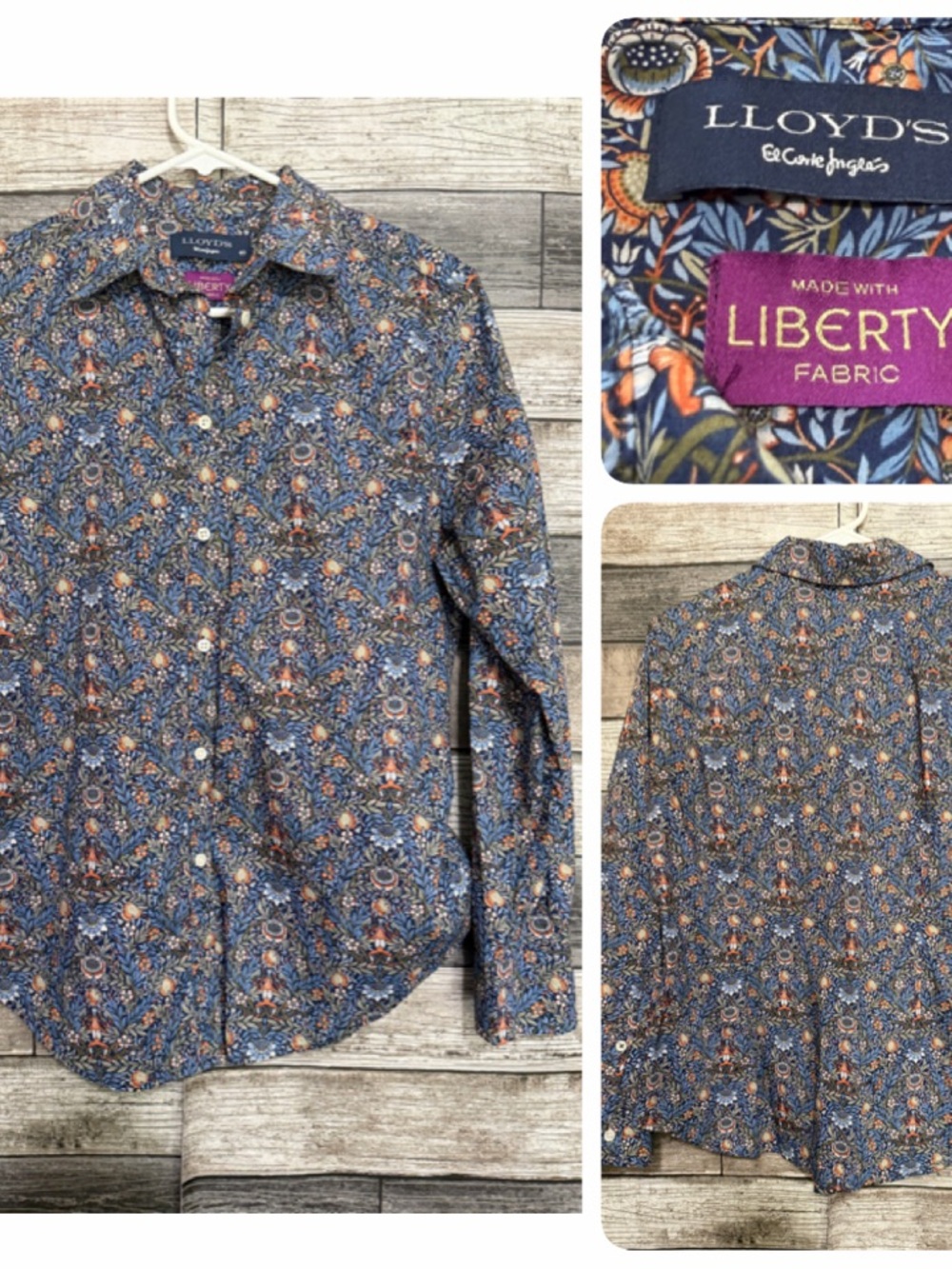 Lloyd's El Corte Ingles Floral Bird Print Button Up Shirt Sz 40 Liberty Fabric